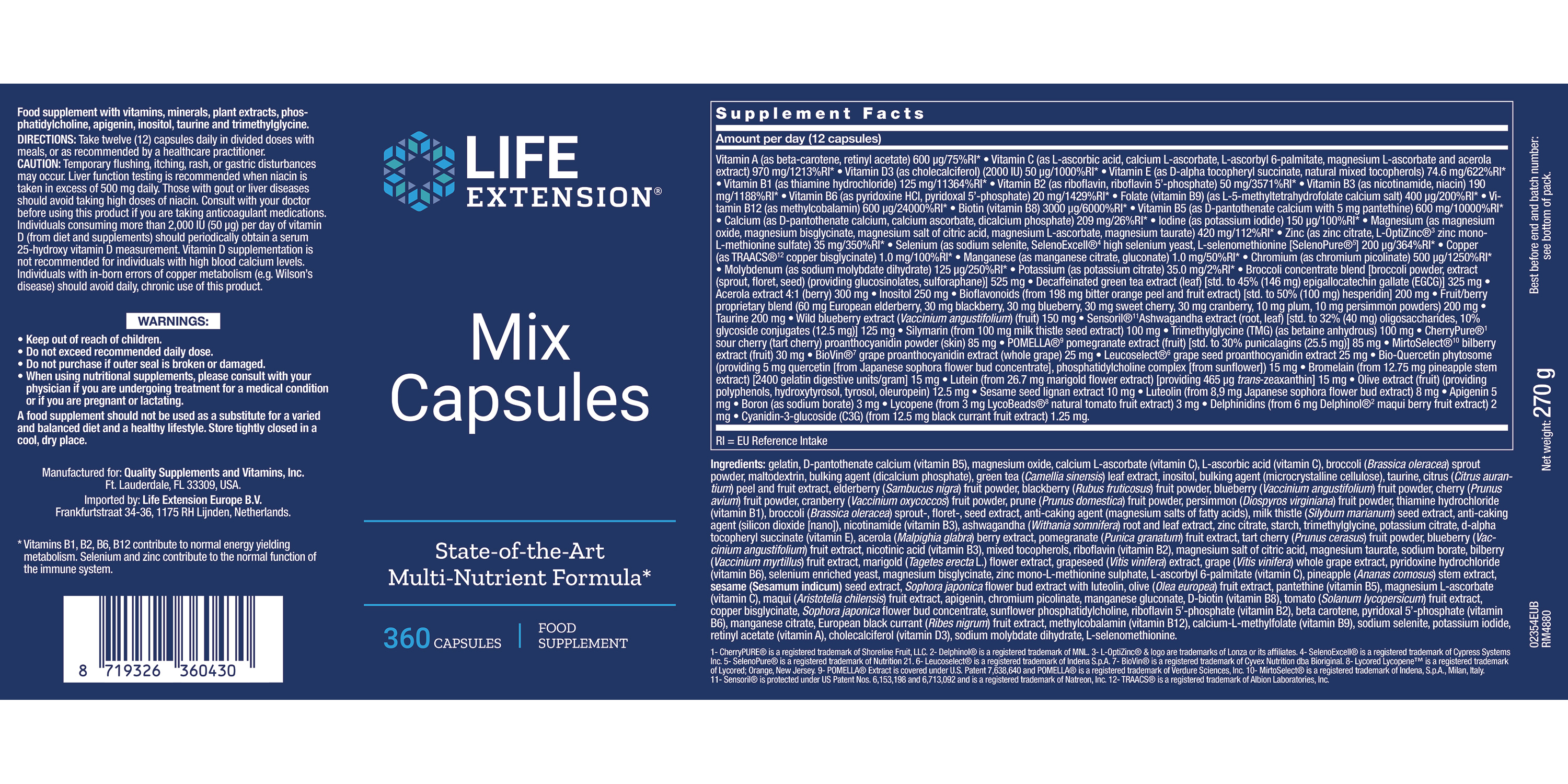 Life Extension Mix™ fórmula com multi-nutrientes