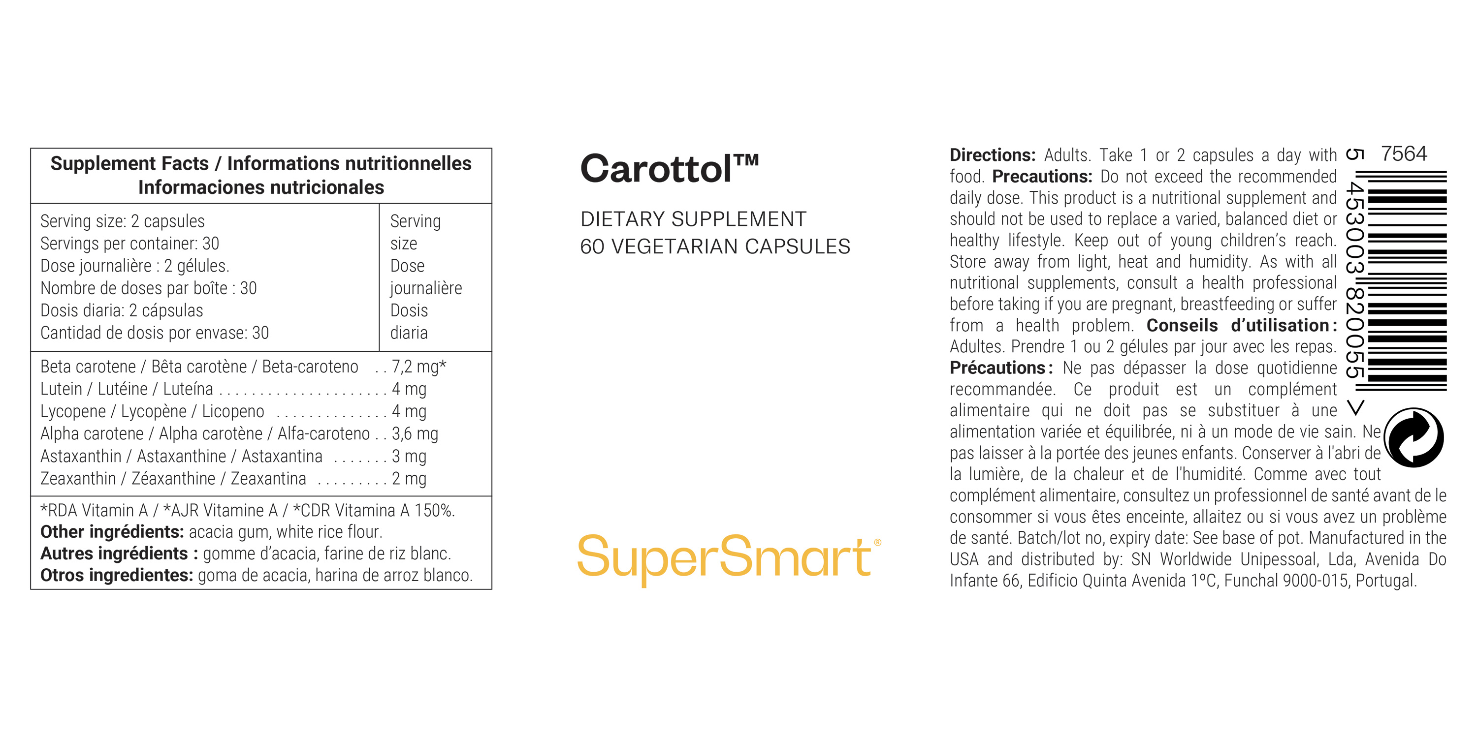 Complemento alimenticio de beta-carotenos Carottol™
