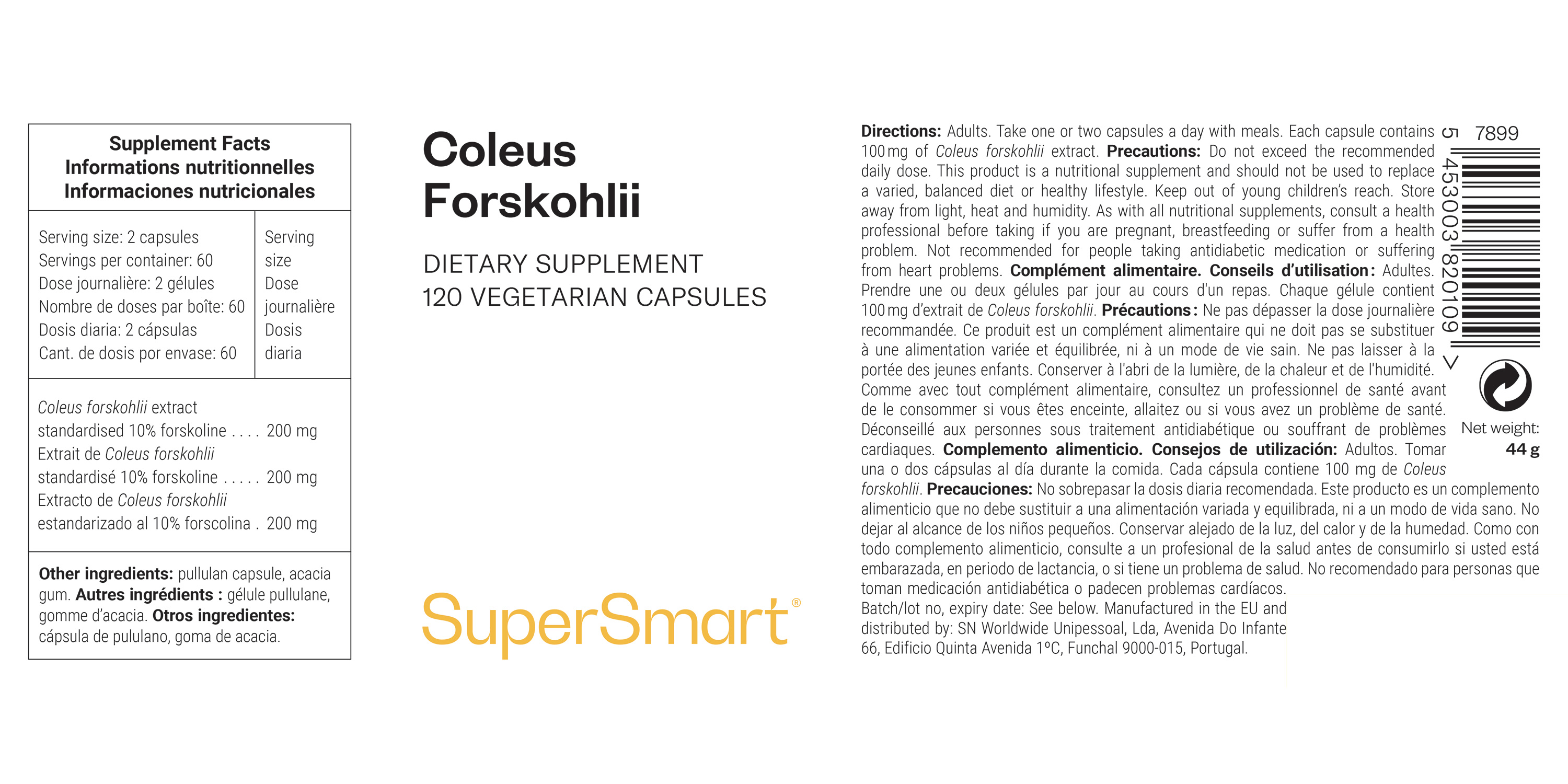 Coleus forskohlii dietary supplement