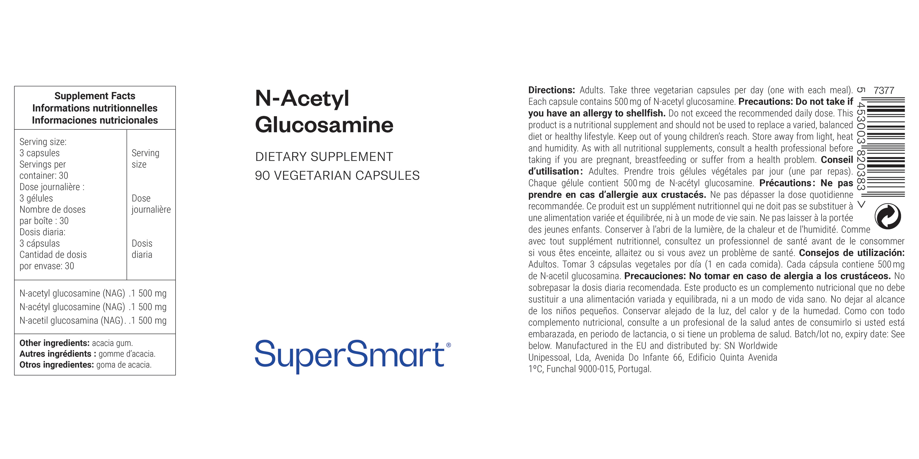 Complemento alimenticio de N-acetilglucosamina