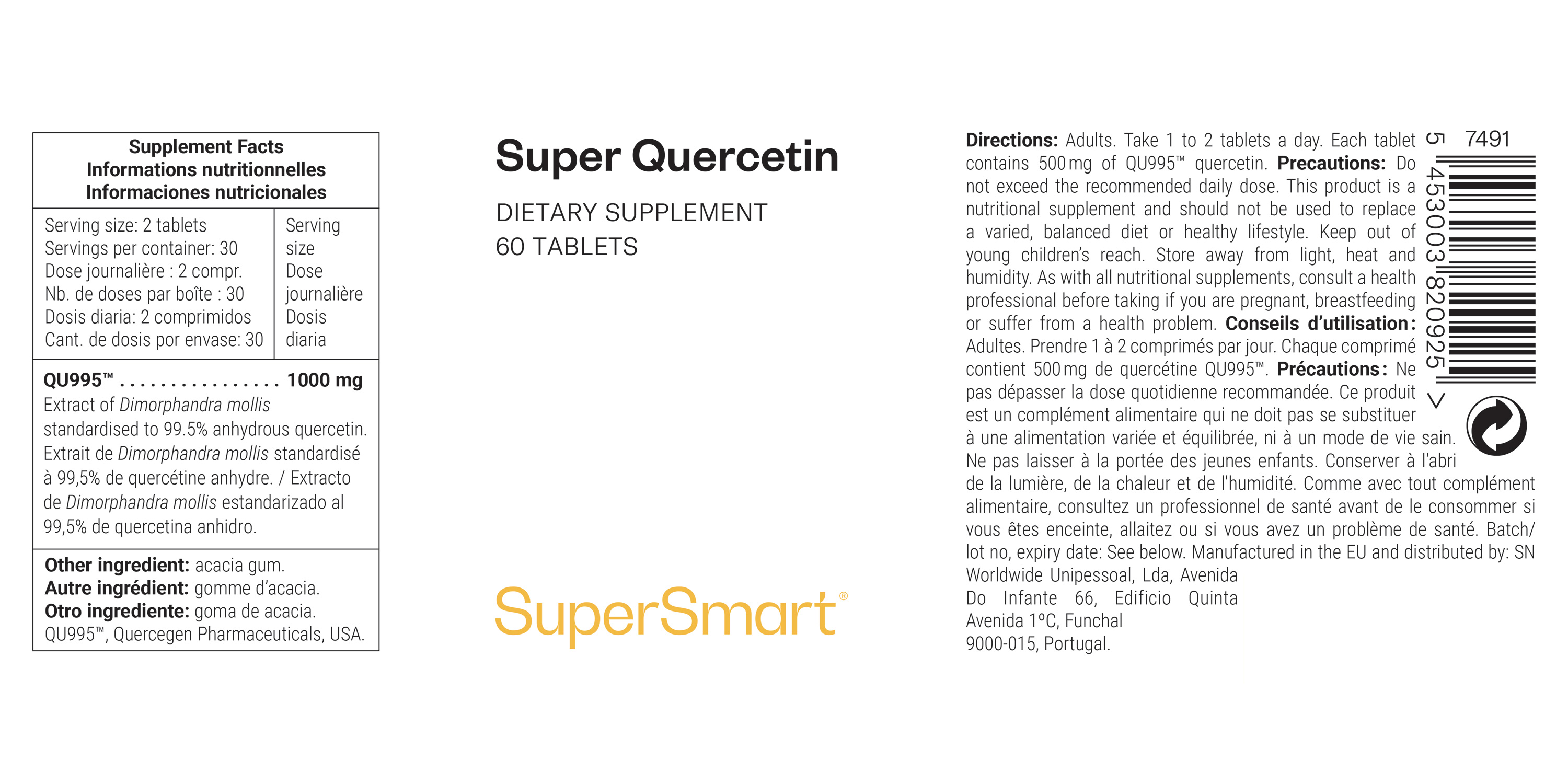 Super Quercetin dietary supplement, natural allergy relief