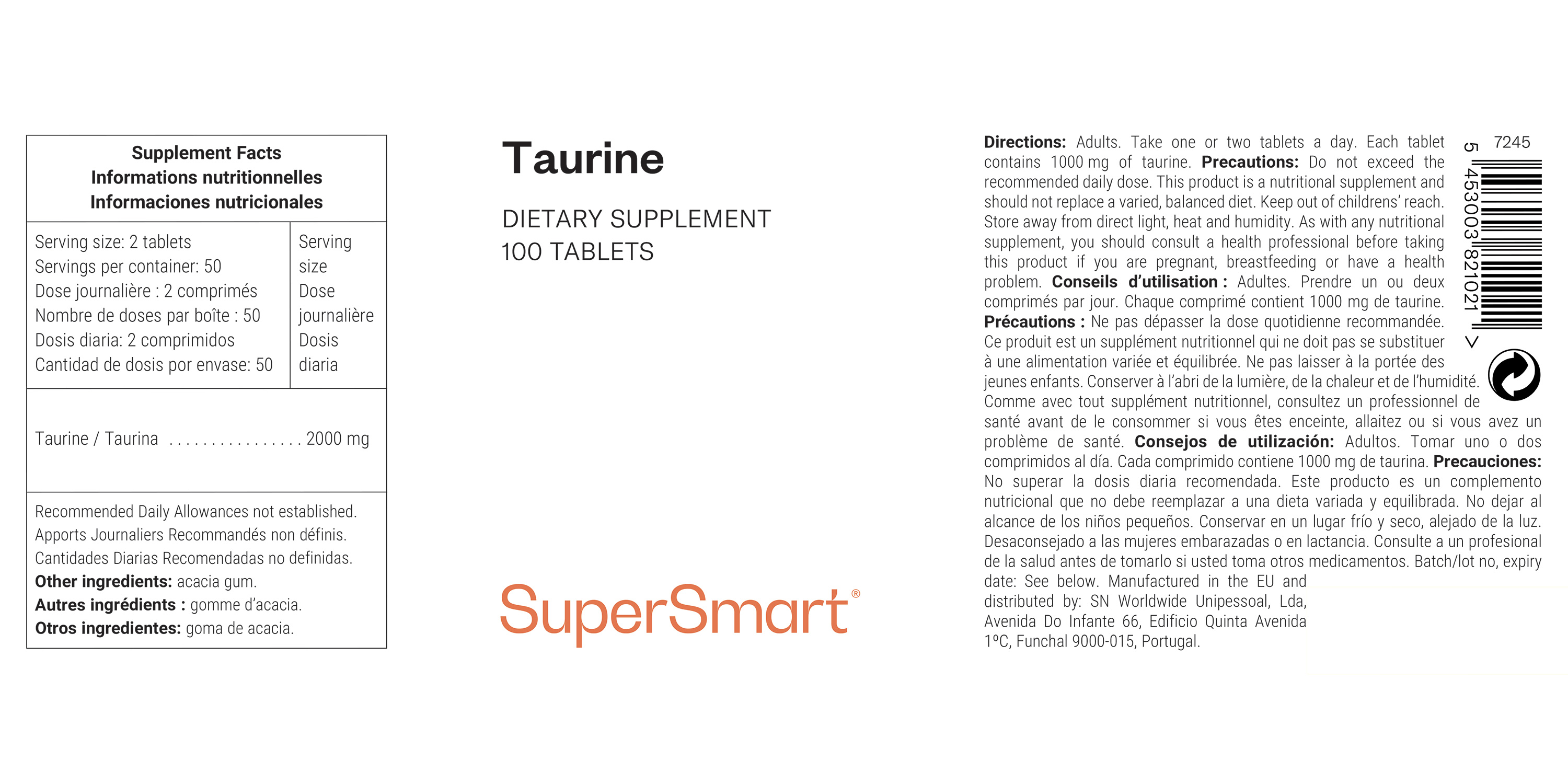 Taurine dietary supplement