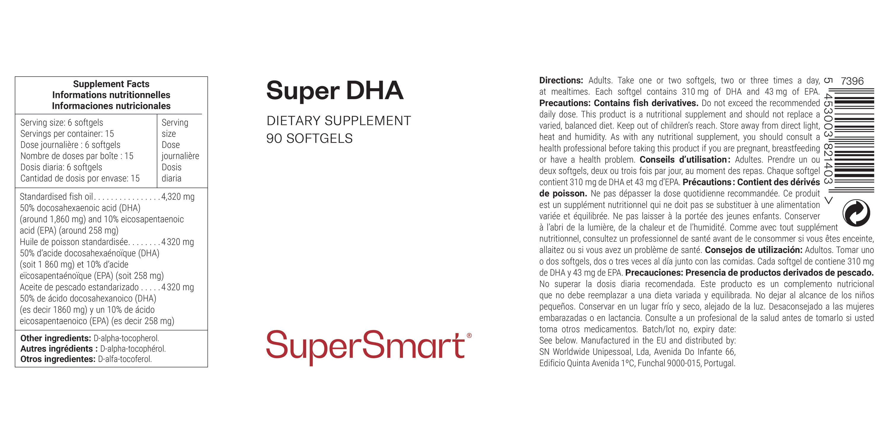 Super DHA suplemento alimentar, ácidos docosahexaenóico e eicosapentaenóico