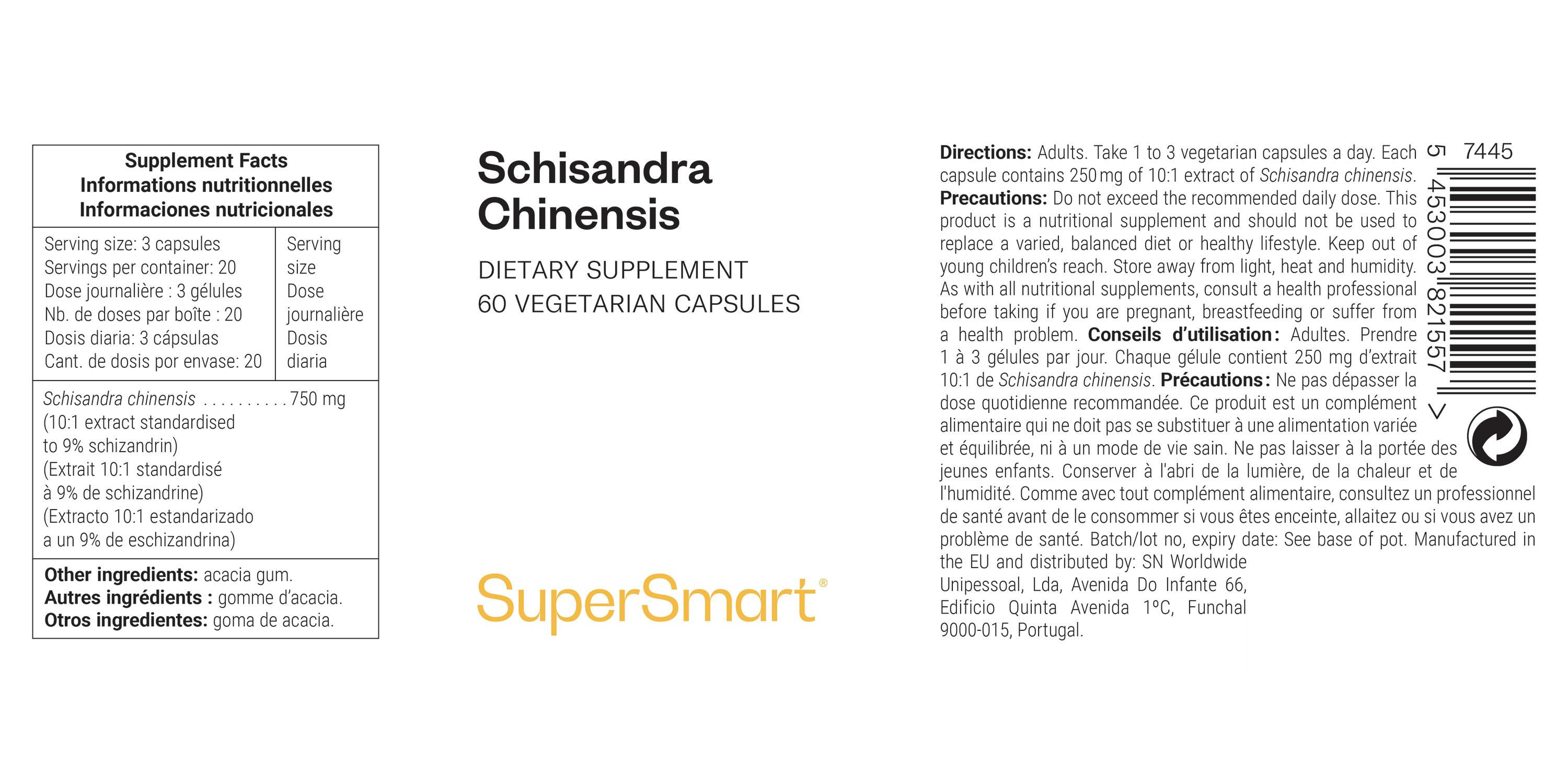 Schisandra Chinensis suplemento alimentar, fitonutriente