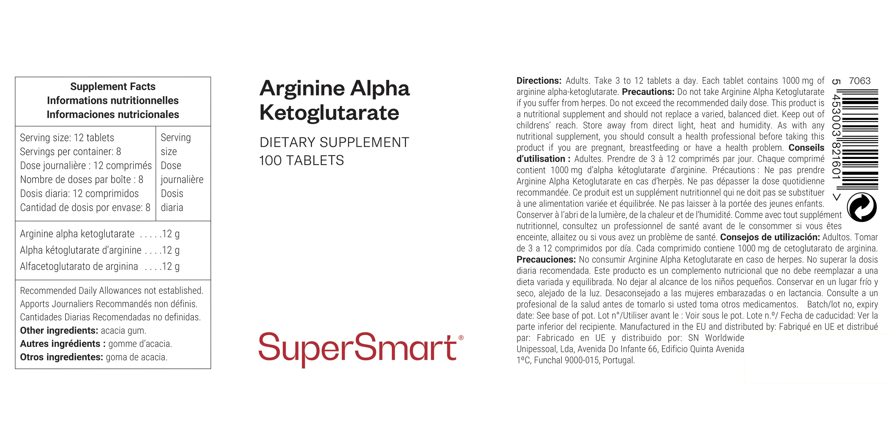Complemento alimenticio Arginine Alpha Ketoglutarate (AAKG)