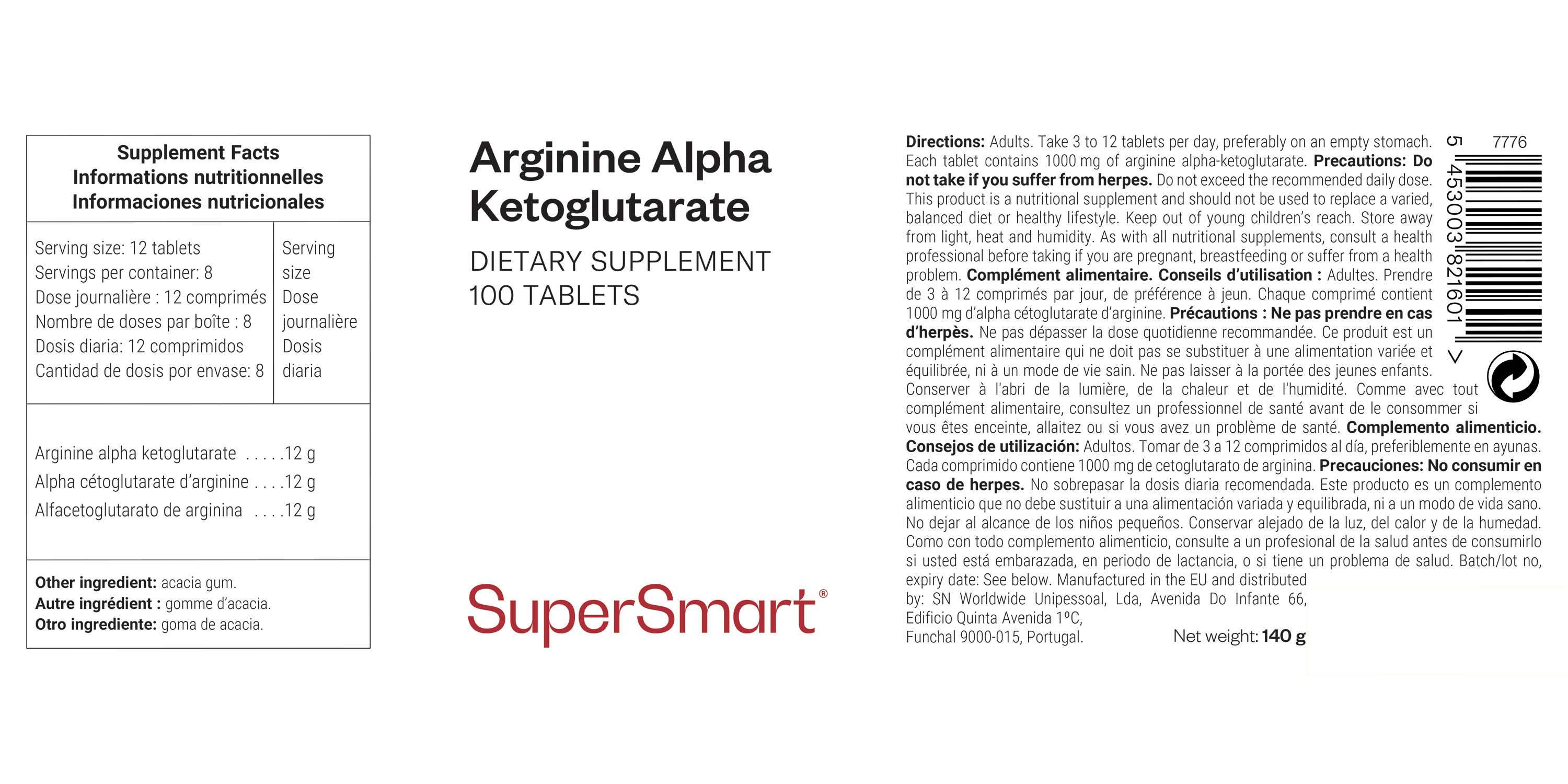 Integratore alimentare Arginine Alpha Ketoglutarate (AAKG)