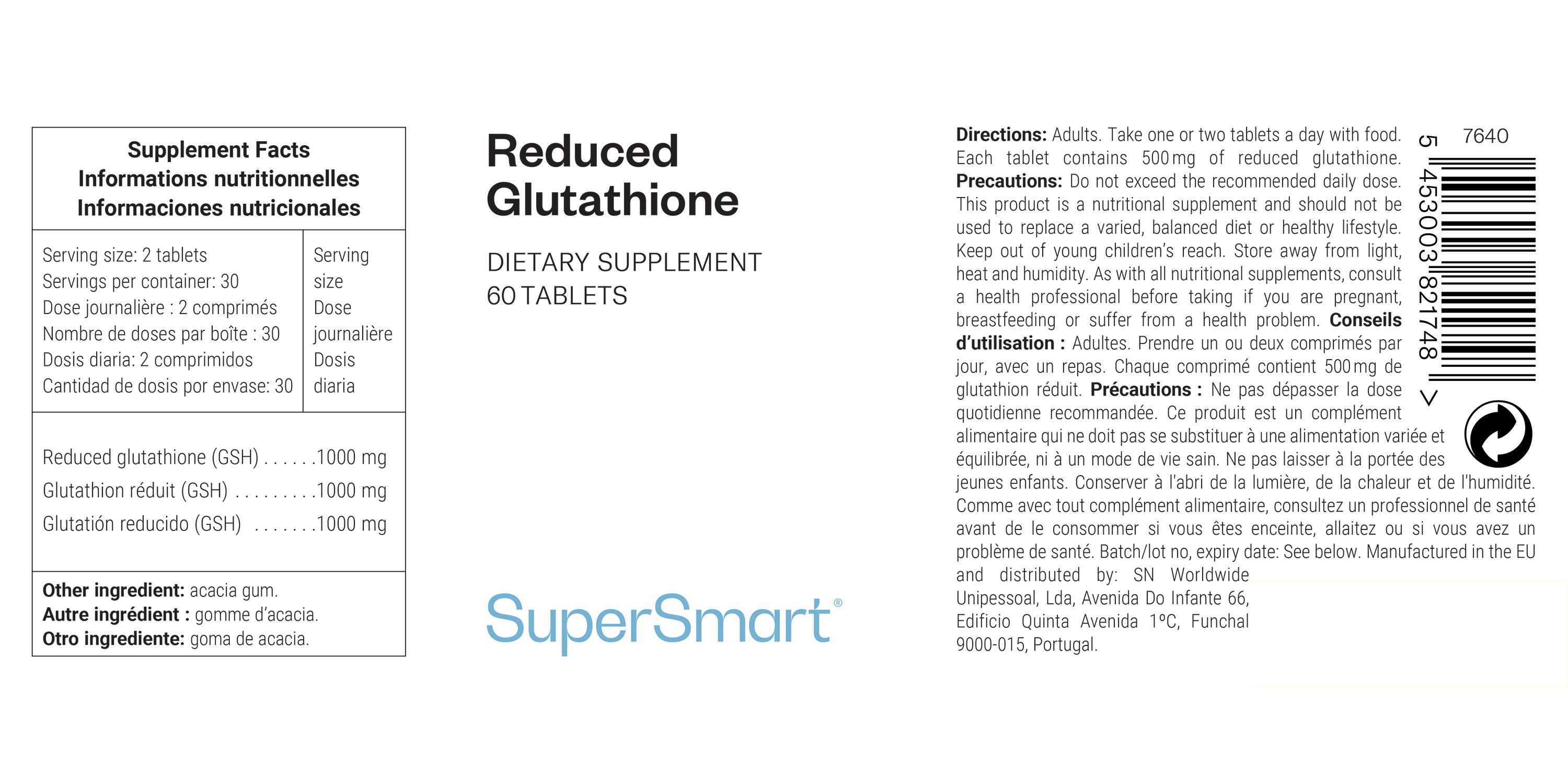 Reduced Glutathione antioxidant dietary supplement