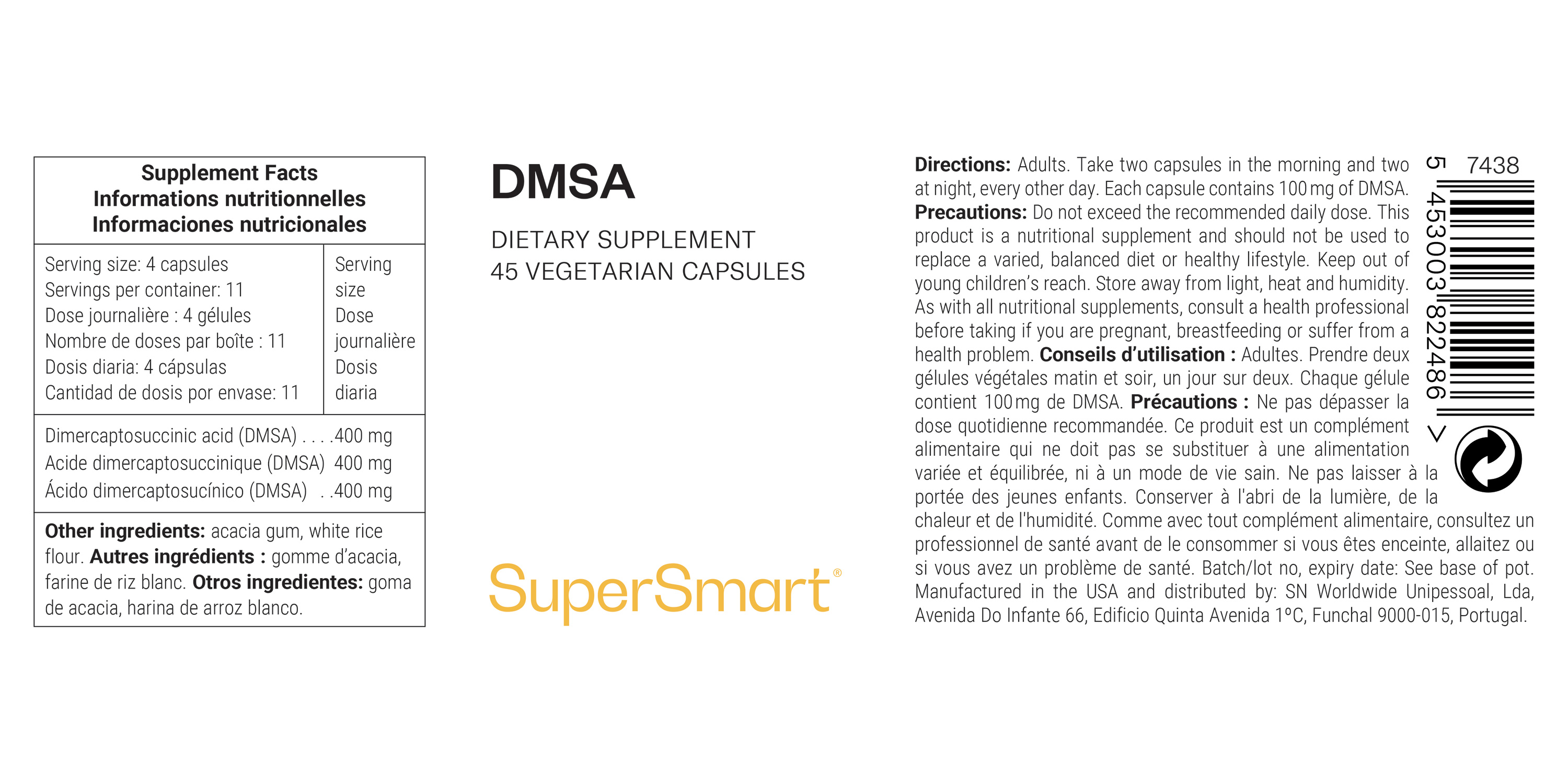 Integratore alimentare DMSA, acido dimercaptosuccinico per la disintossicazione