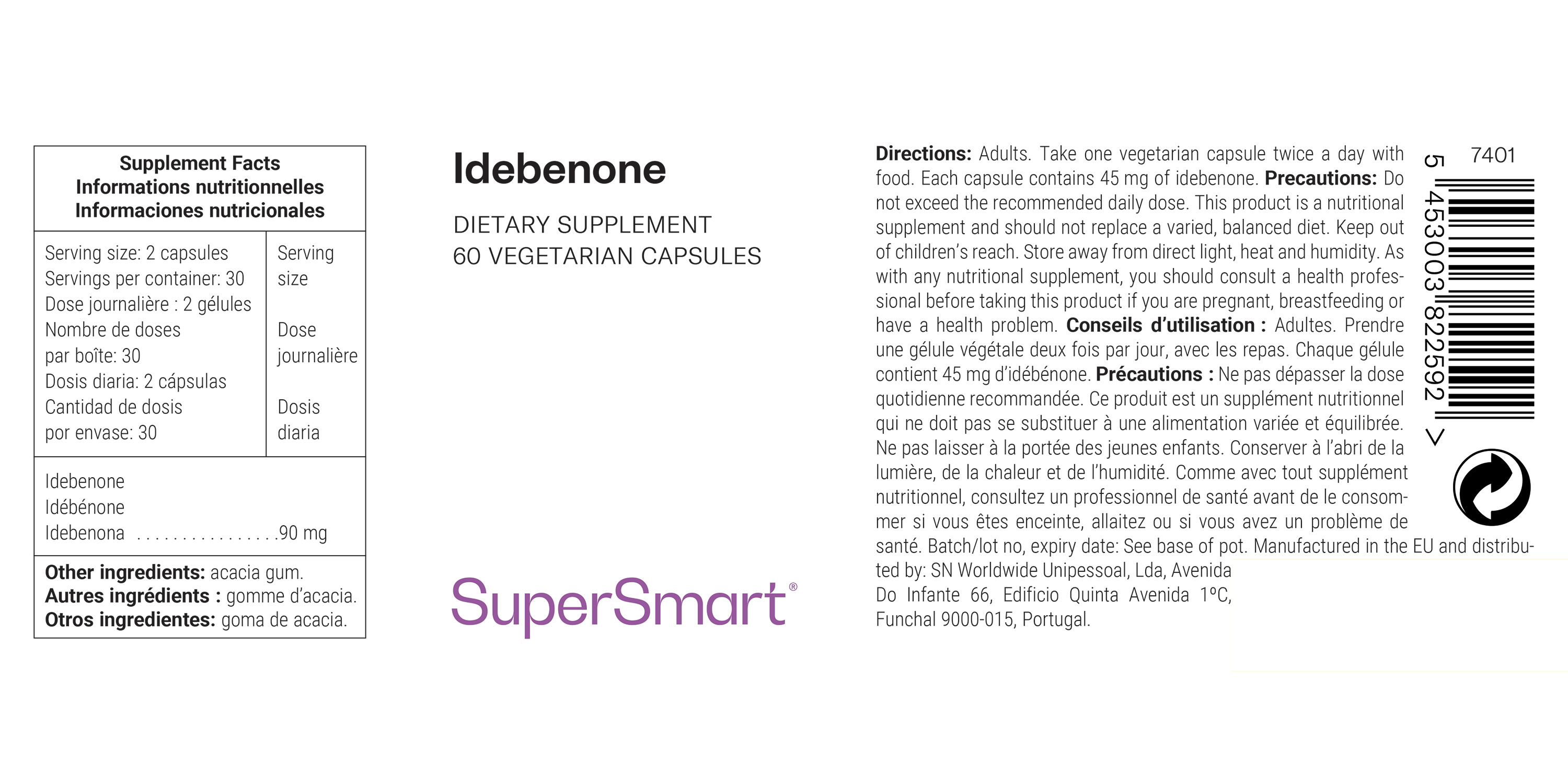 Idebenone dietary supplement, powerful antioxidant