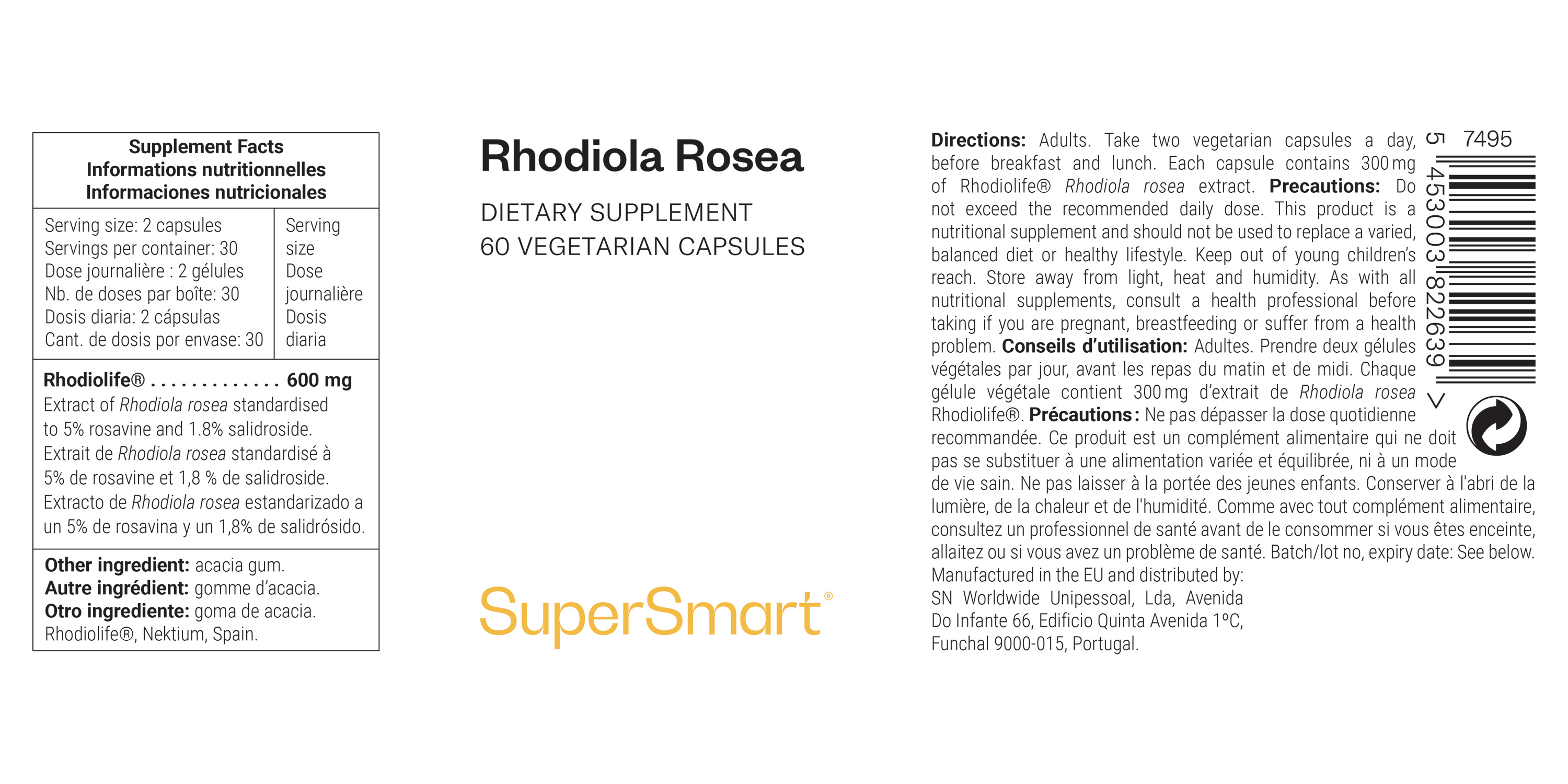 Rhodiola Rosea suplemento alimentar, planta adaptogénica