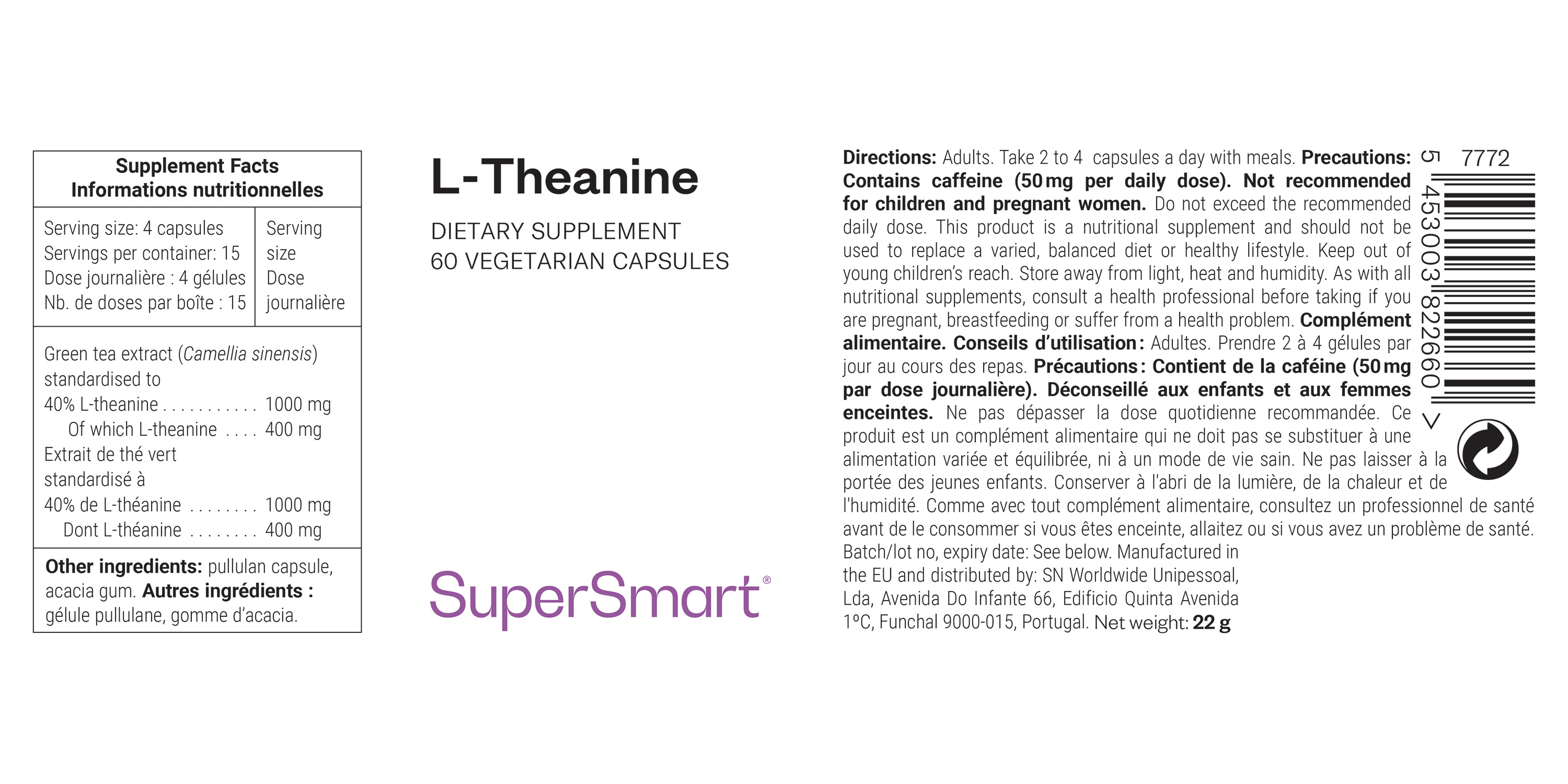 Green tea L-theanine dietary supplement