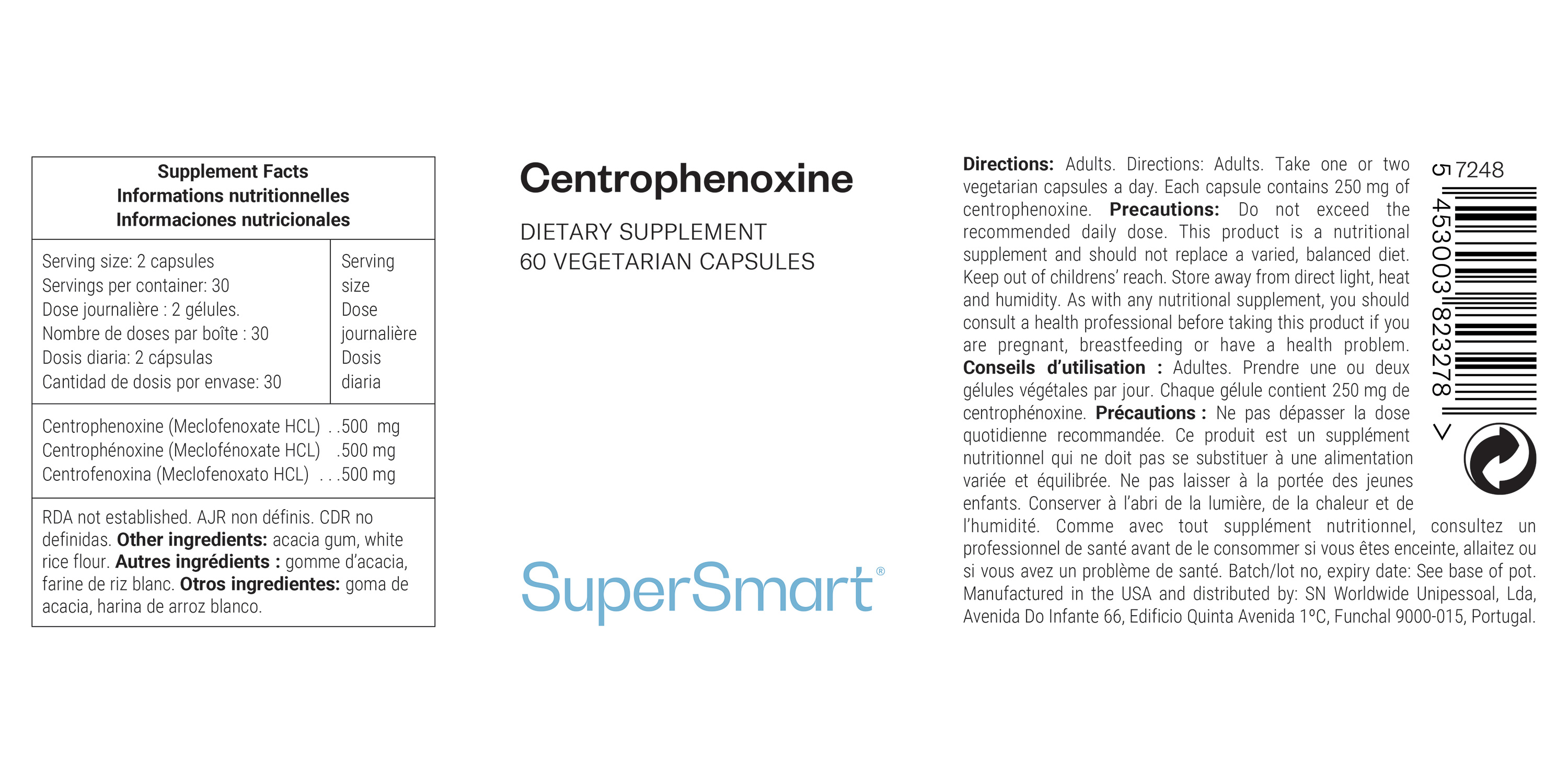 Centrophenoxine antioxidant dietary supplement, contributes to brain function