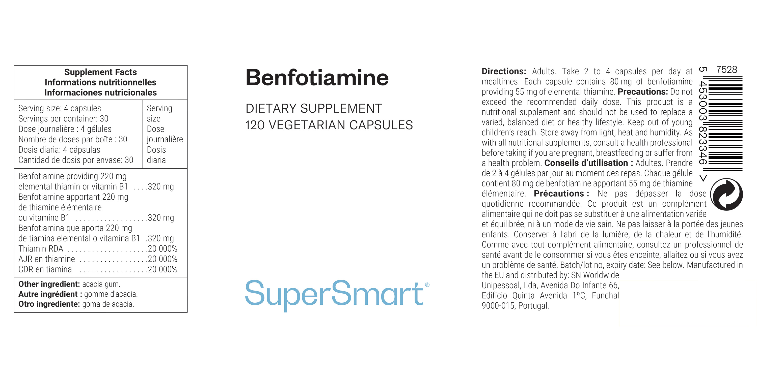 Benfotiamine dietary supplement, contributes to blood sugar control