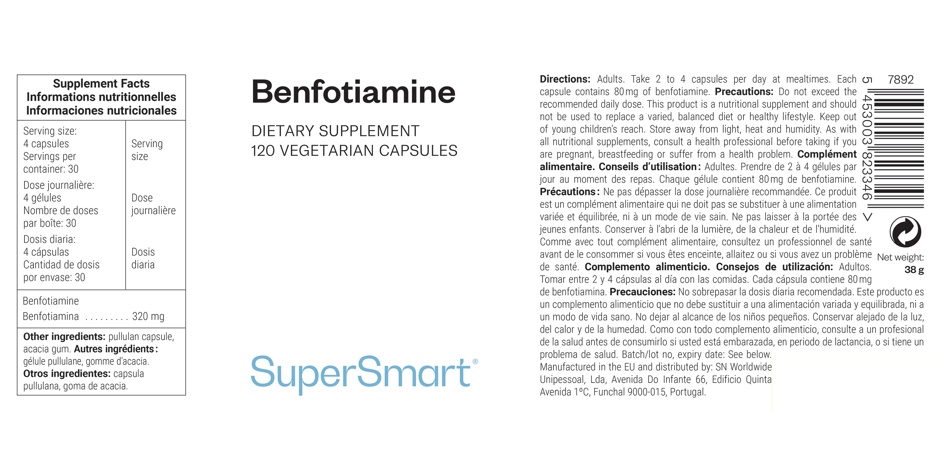 Complément alimentaire à base de benfotiamine, contribue au contrôle de la glycémie