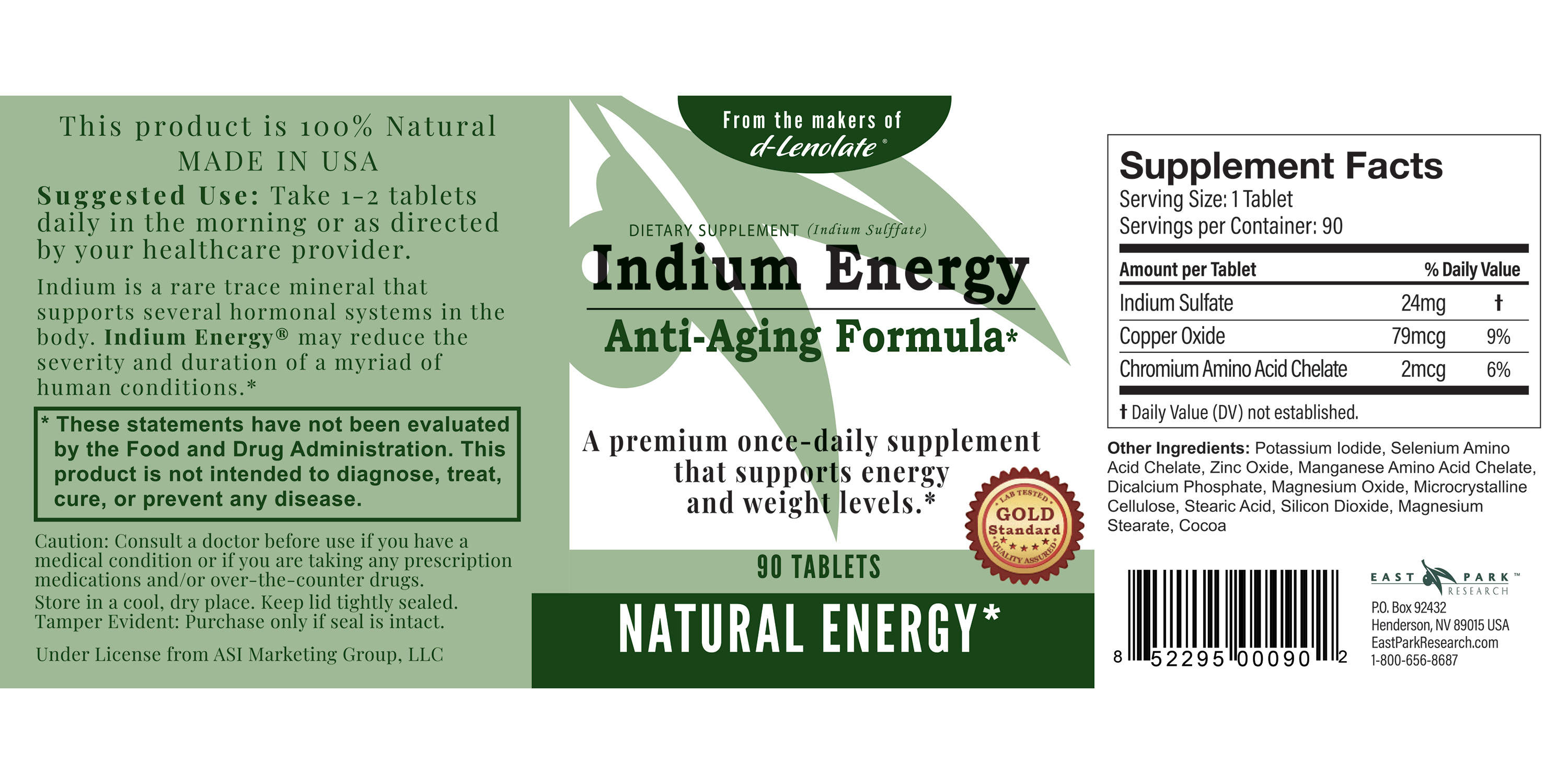 Indium Energy, hormone free natural anti-aging formula