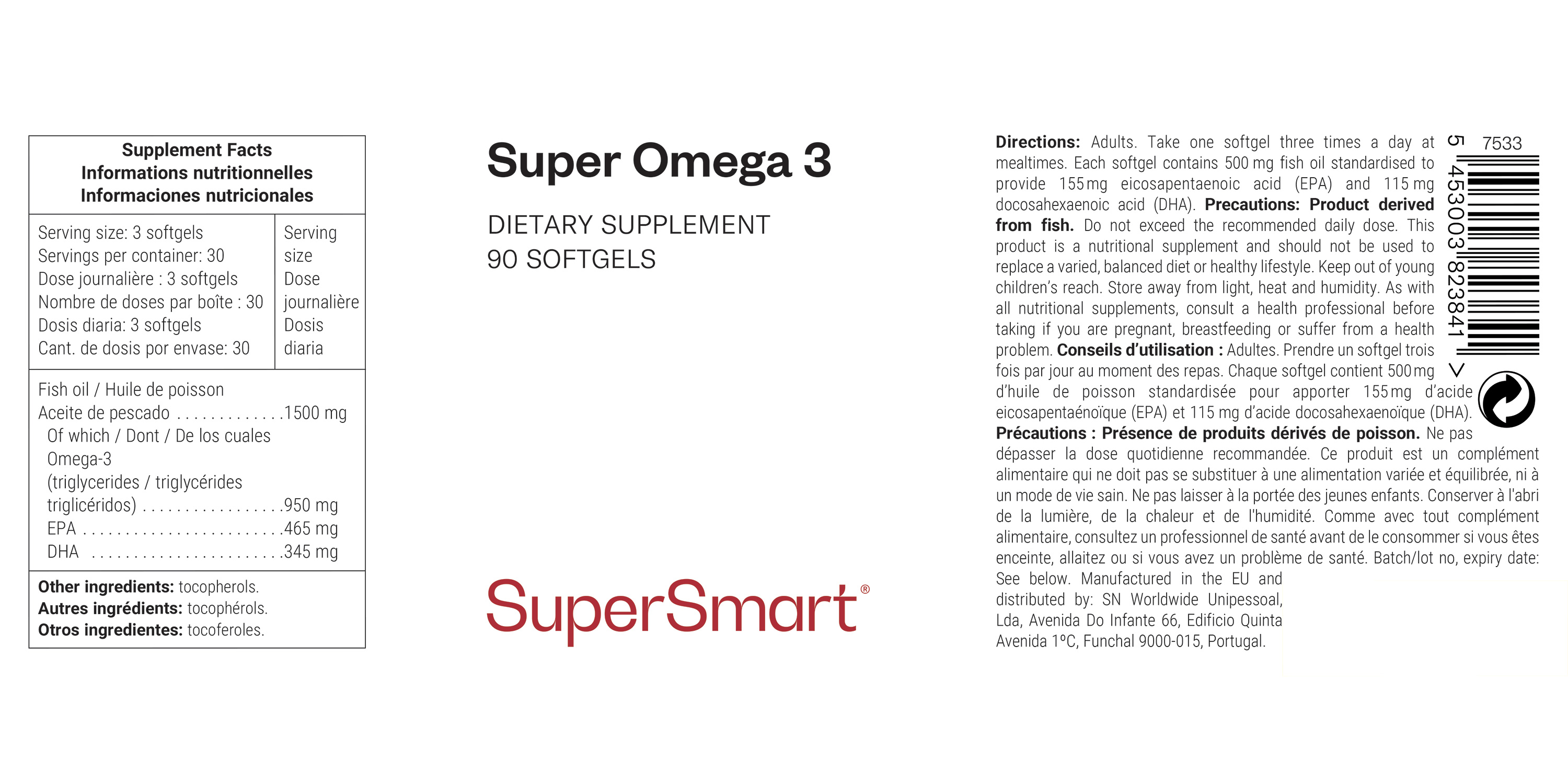 Complemento de omega 3 con EPA y DHA