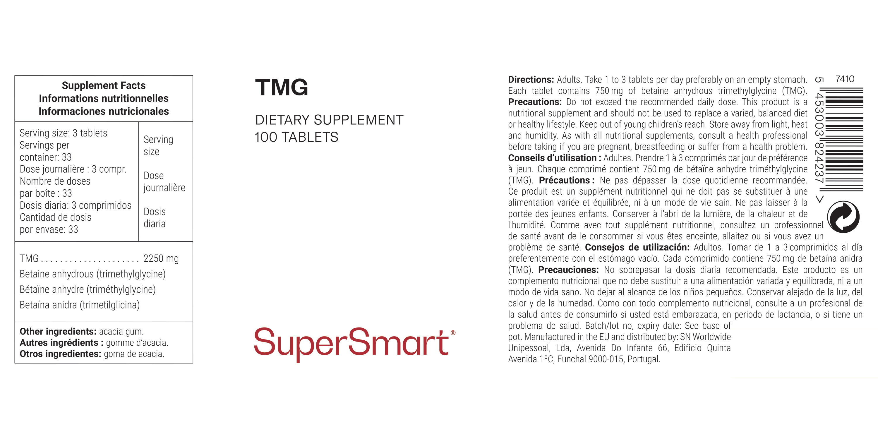 Complemento Alimenticio de TMG (Trimetilglicina)