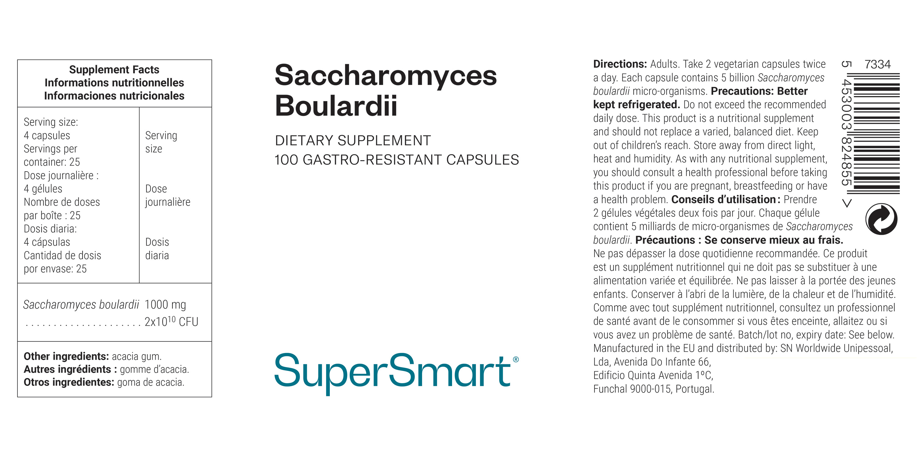 Nahrungsergänzungsmittel mit Saccharomyces boulardii
