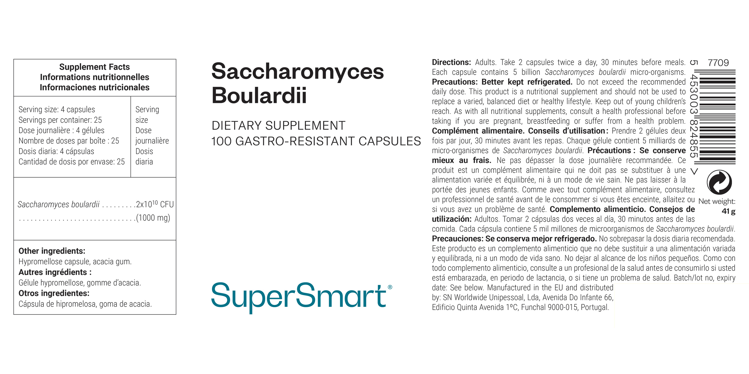 Complemento alimenticio de Saccharomyces boulardii