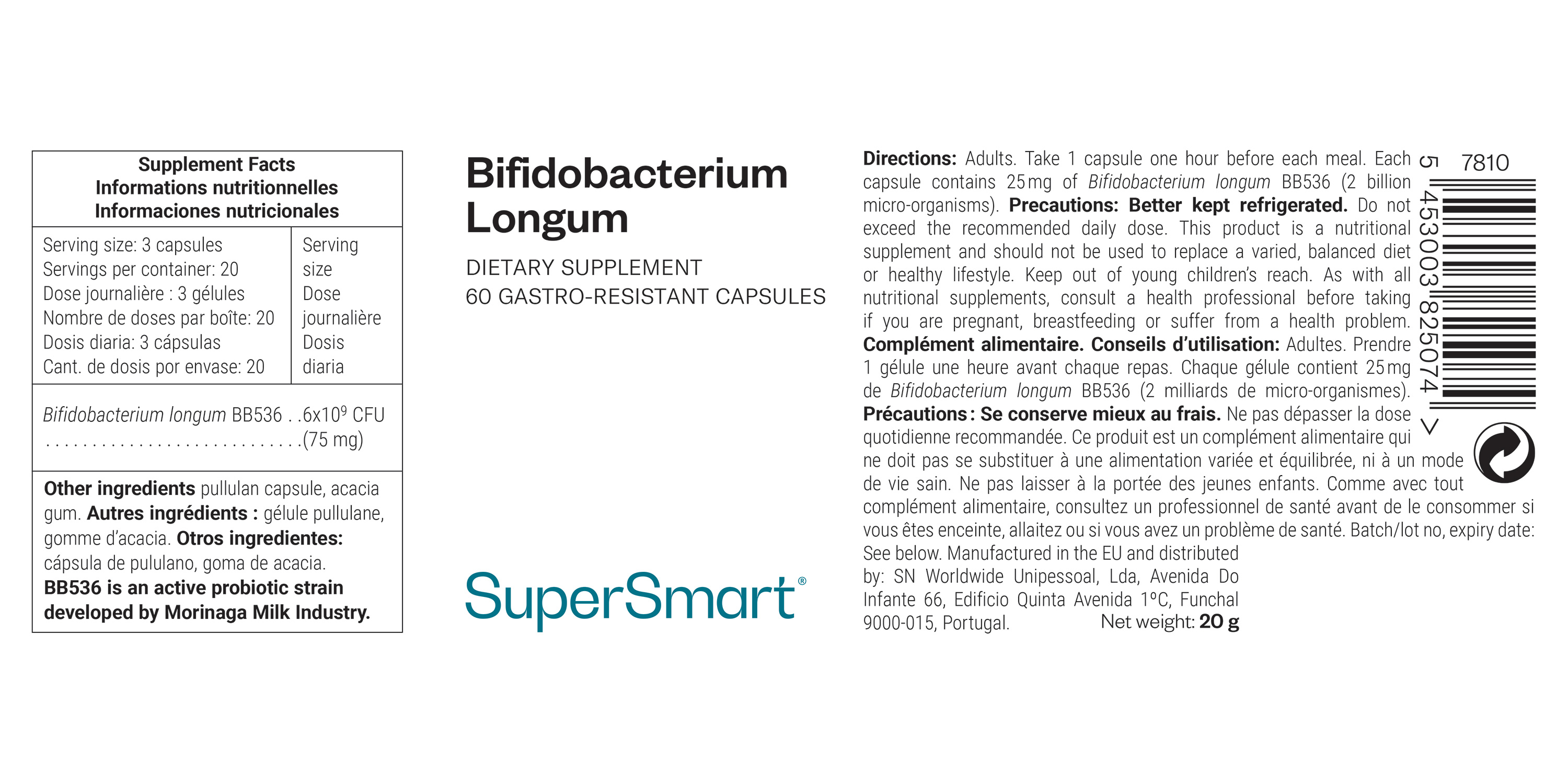 Complemento Natural Bifidobacterium Longum (probioticos)