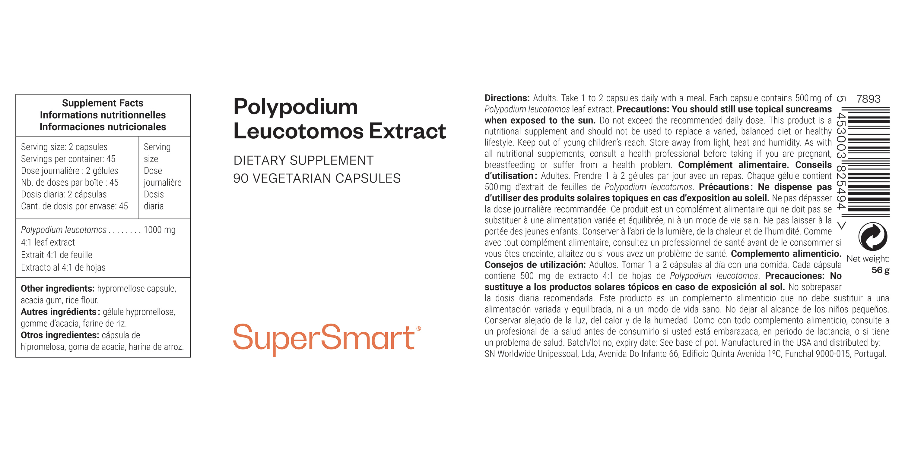 Polypodium leucotomos Extract Supplement