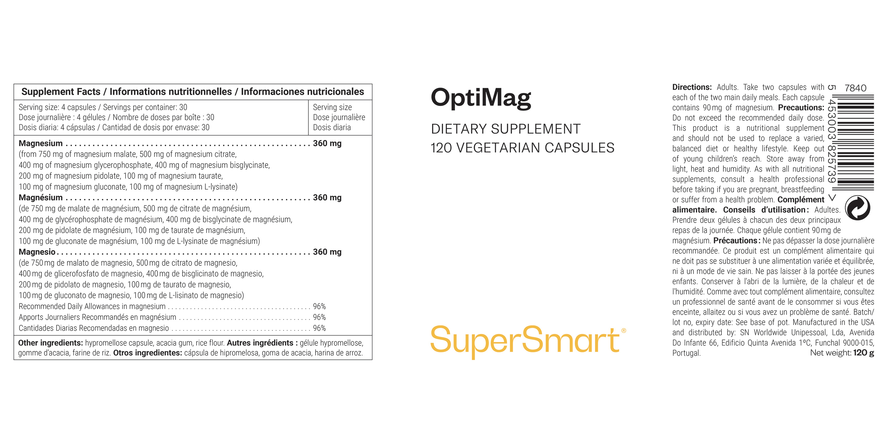 Suplemento alimentar de magnésio