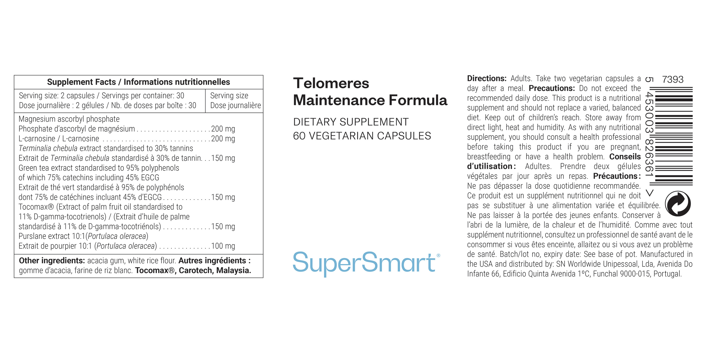 Complemento Alimenticio para evitar el acortamiento de los telómeros