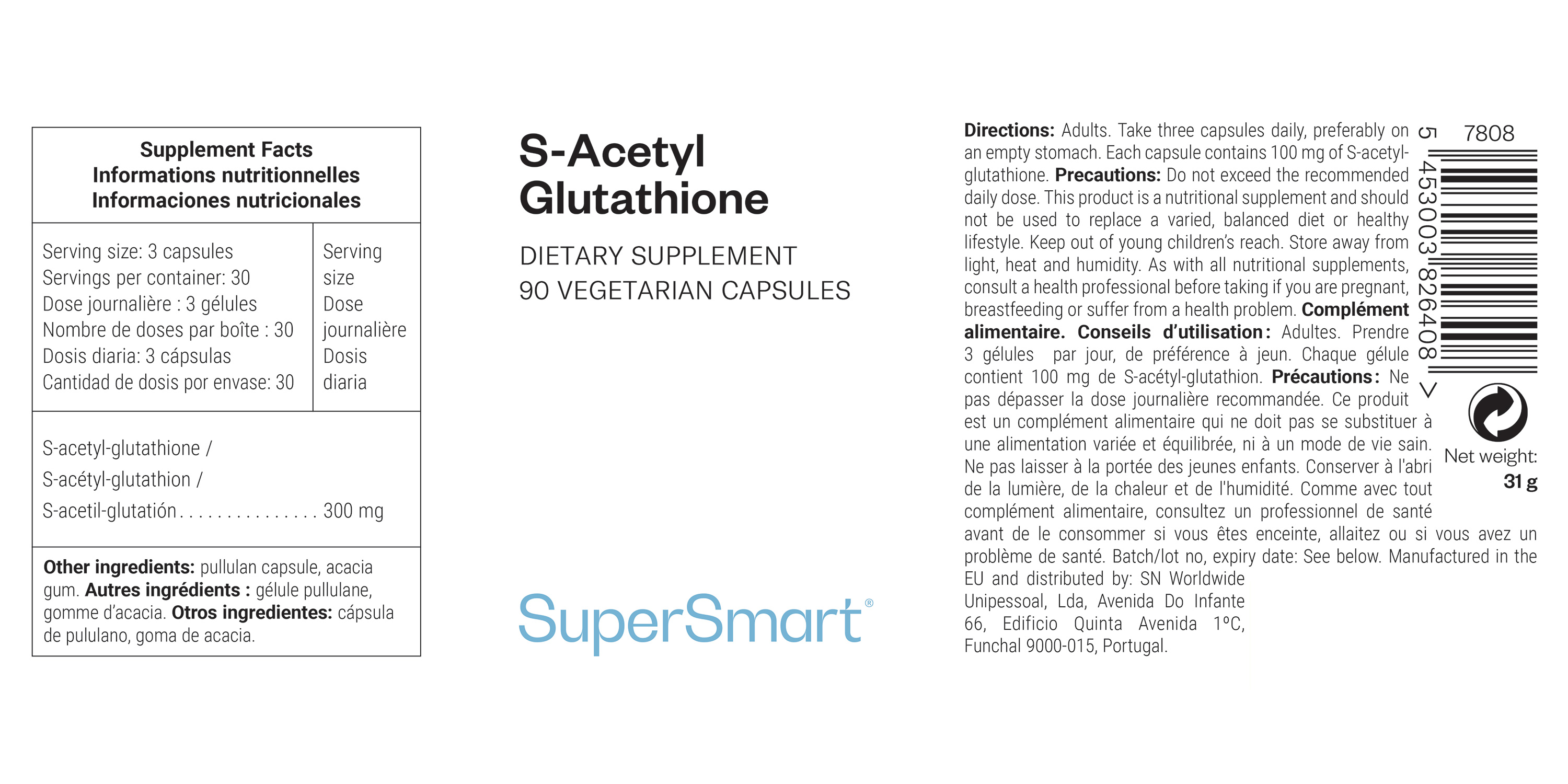 S-Acetyl Glutathione Supplement 