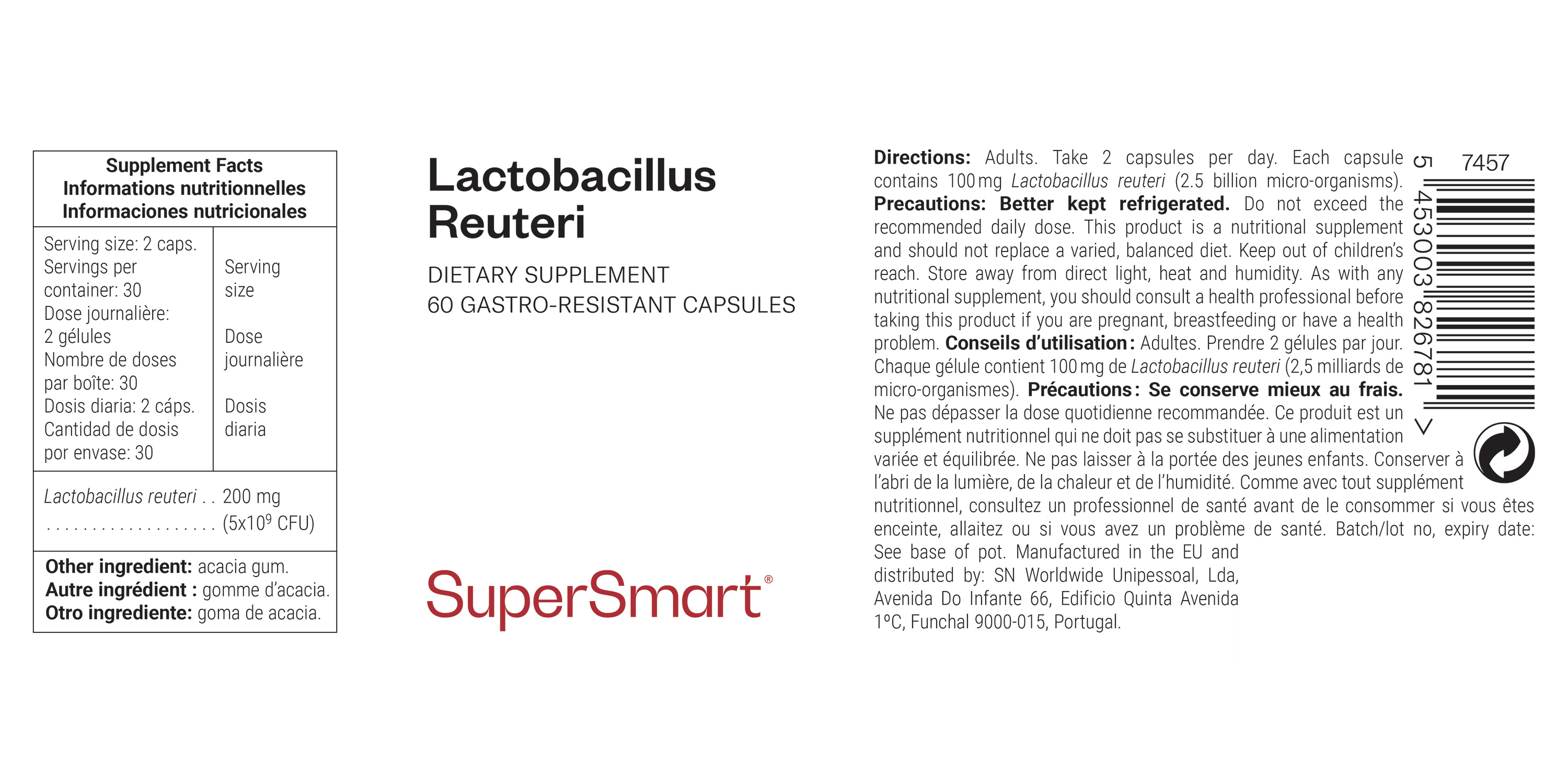 Suplemento probiótico Lactobacillus reuteri para o coração e a digestão