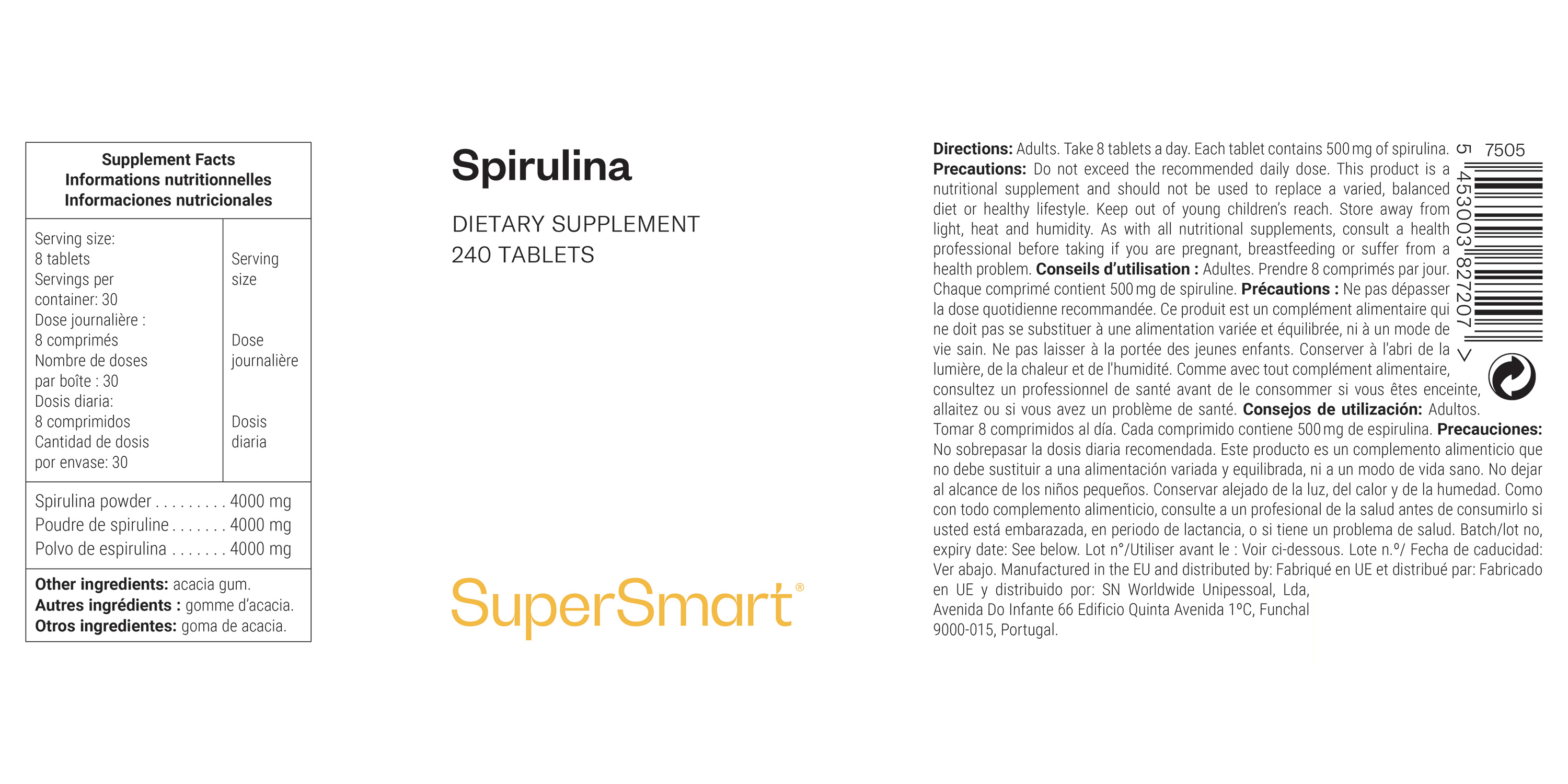 Suplemento de Extracto natural de Espirulina