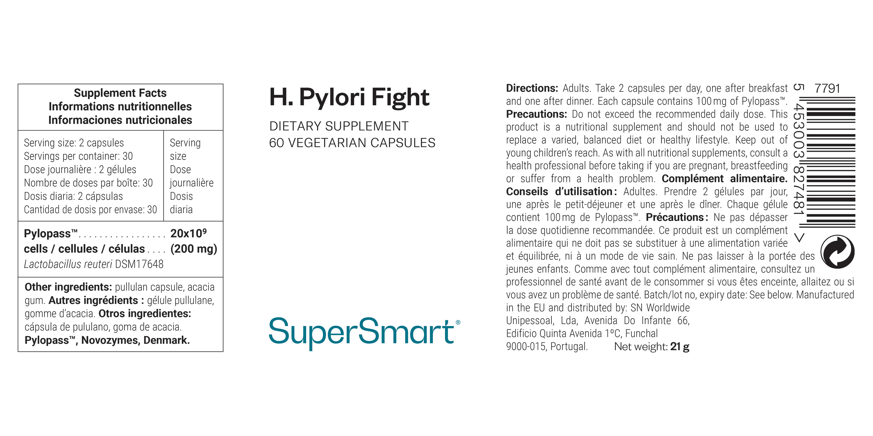 Suplemento contra Helicobacter pylori