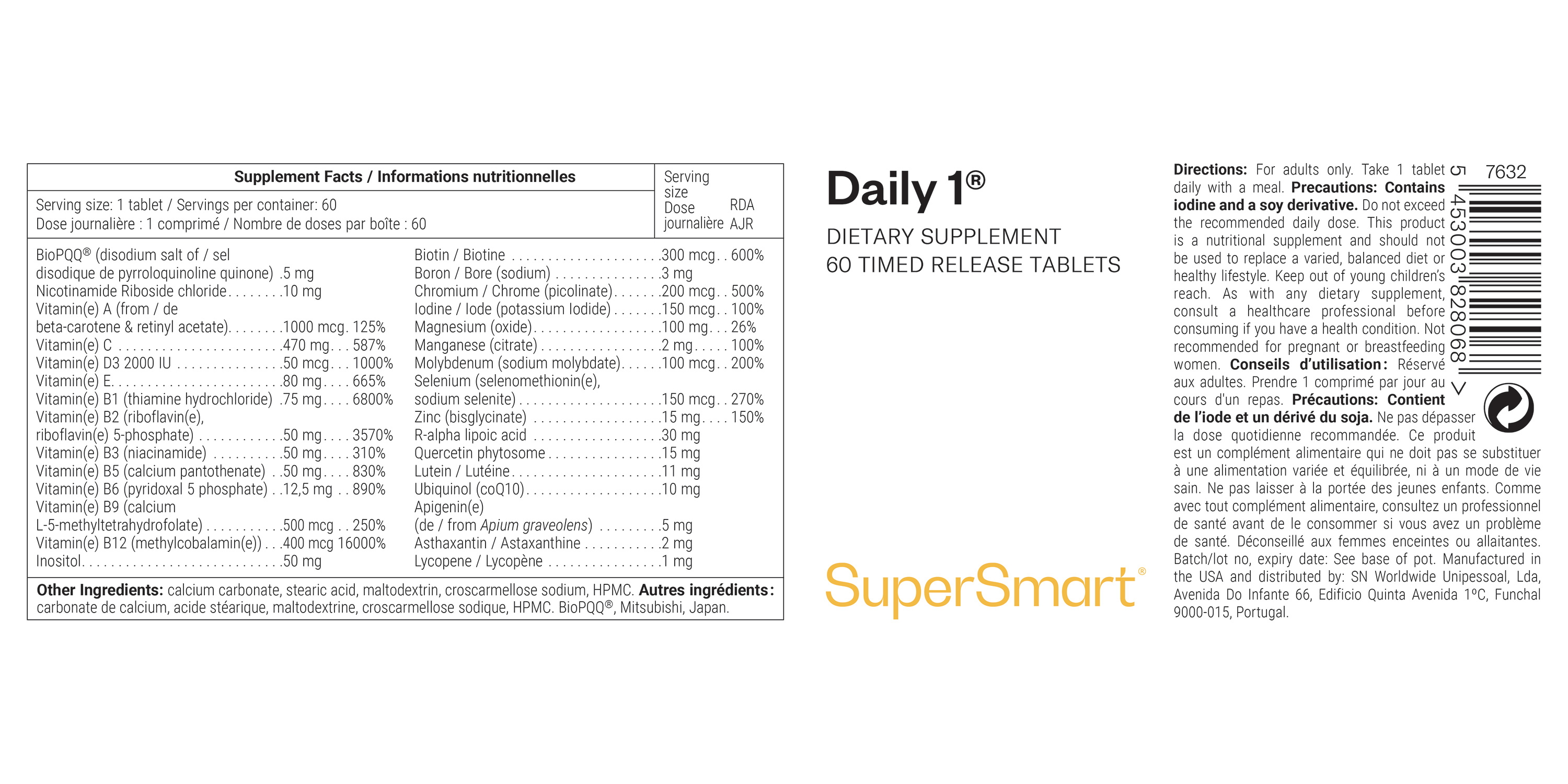 Complément alimentaire multivitaminé et antioxydant