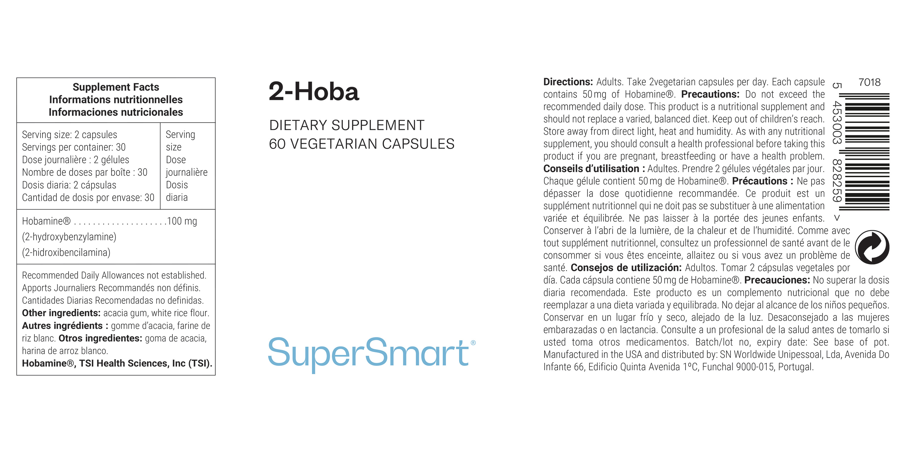 Voedingssupplement met hobamine (2-HOBA) 