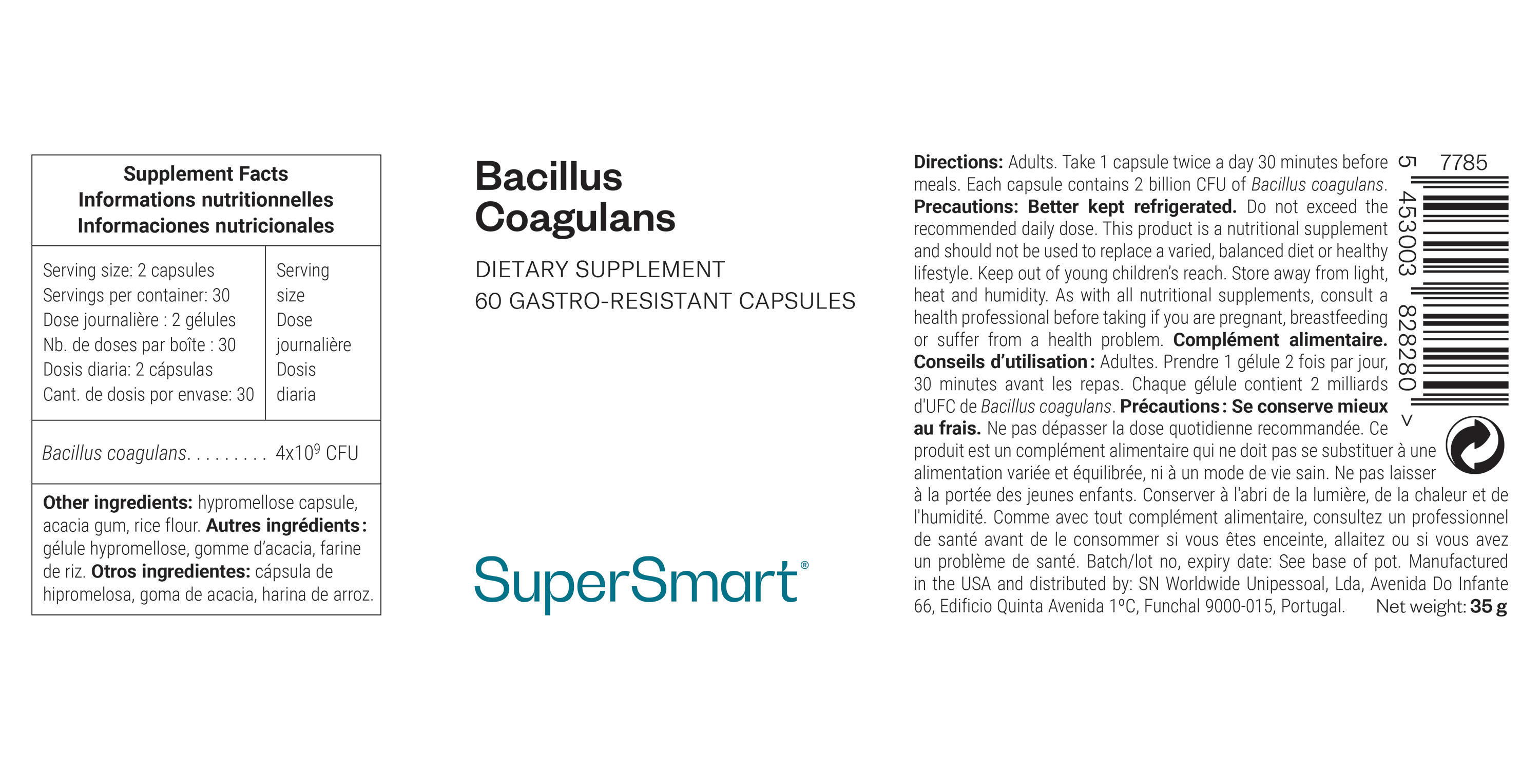 Probiotic Bacillus coagulans