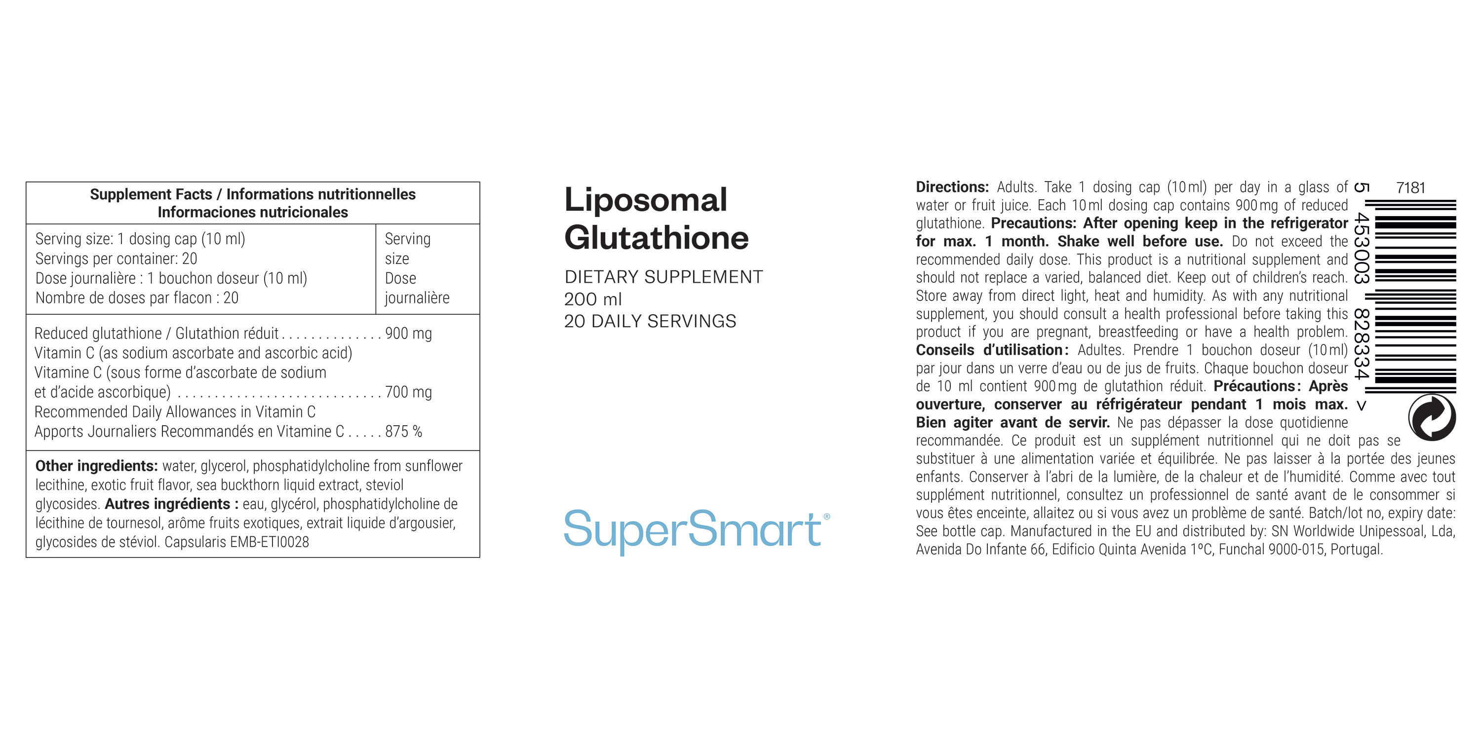 Vloeibaar supplement van liposomale glutathion 