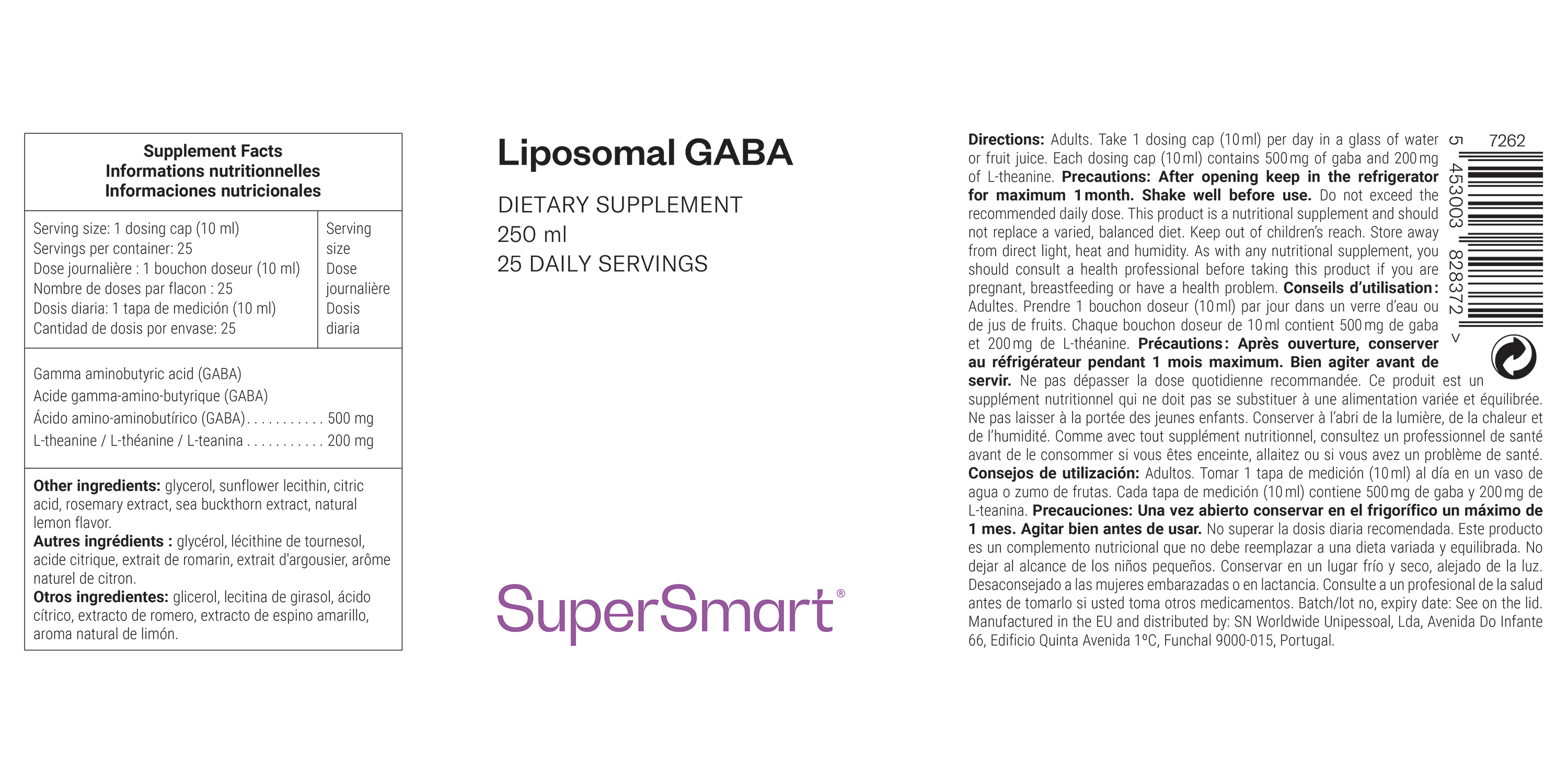 Suplemento de GABA liposomal com L-teanina