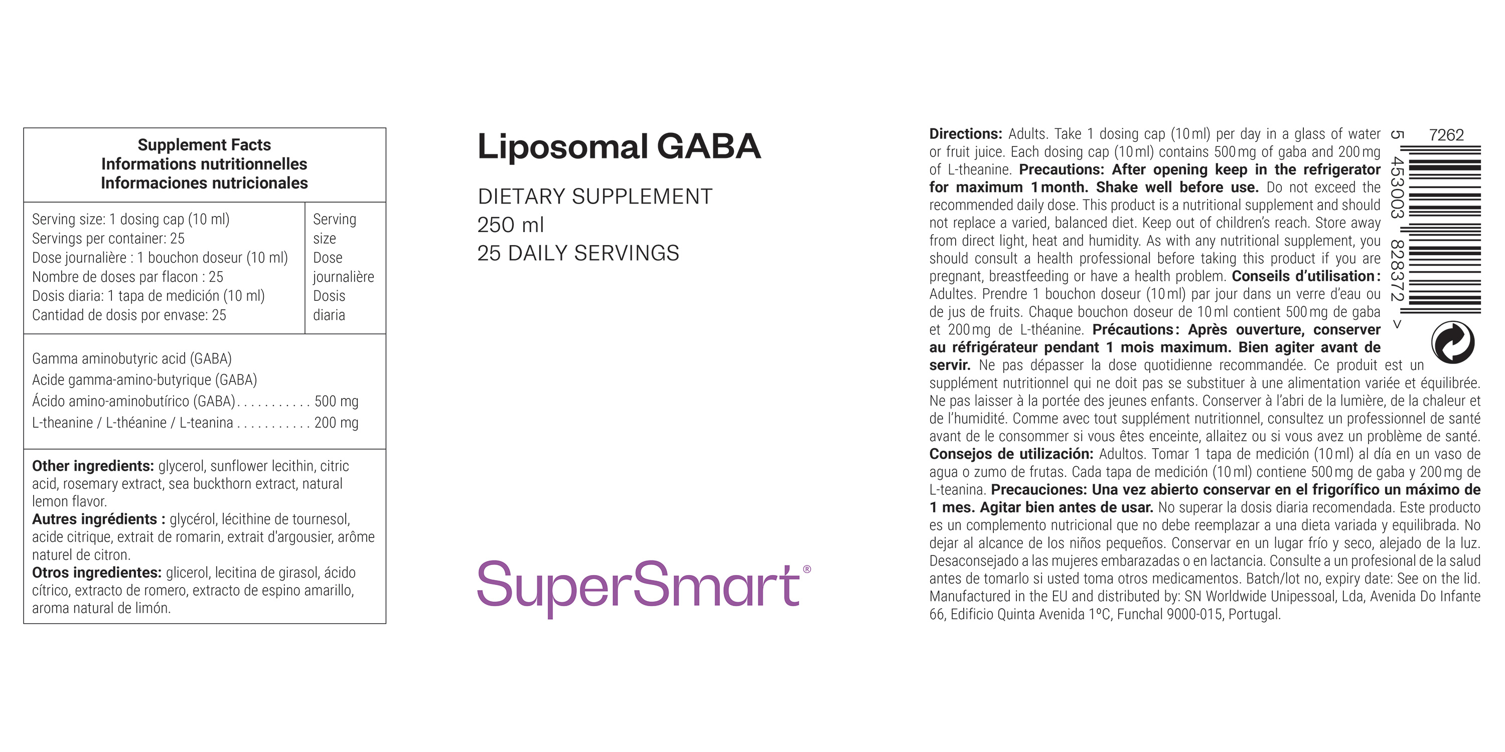 Liposomal GABA supplement with L-theanine