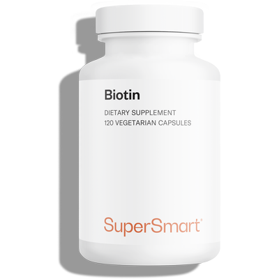 Pot met voedingssupplement Biotine, oftewel vitamine B8